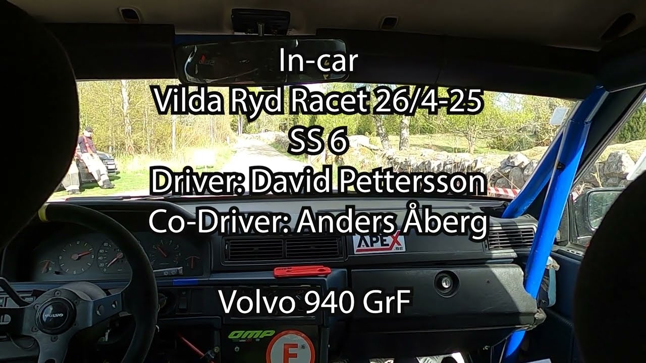 Rally Vilda Ryd Racet 2025 SS 6 In-car David Pettersson