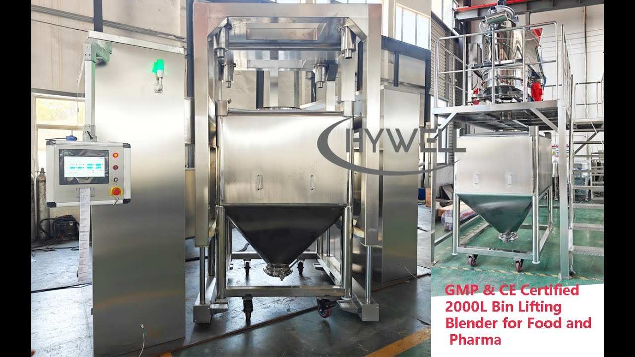 GMP & CE Certified 2000L Bin Lifting Blender for Food and Pharma | With Safety Light Curtain