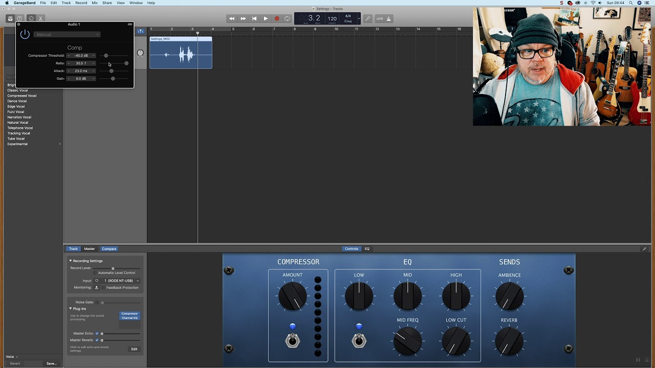 Vocal Settings in Garage Band