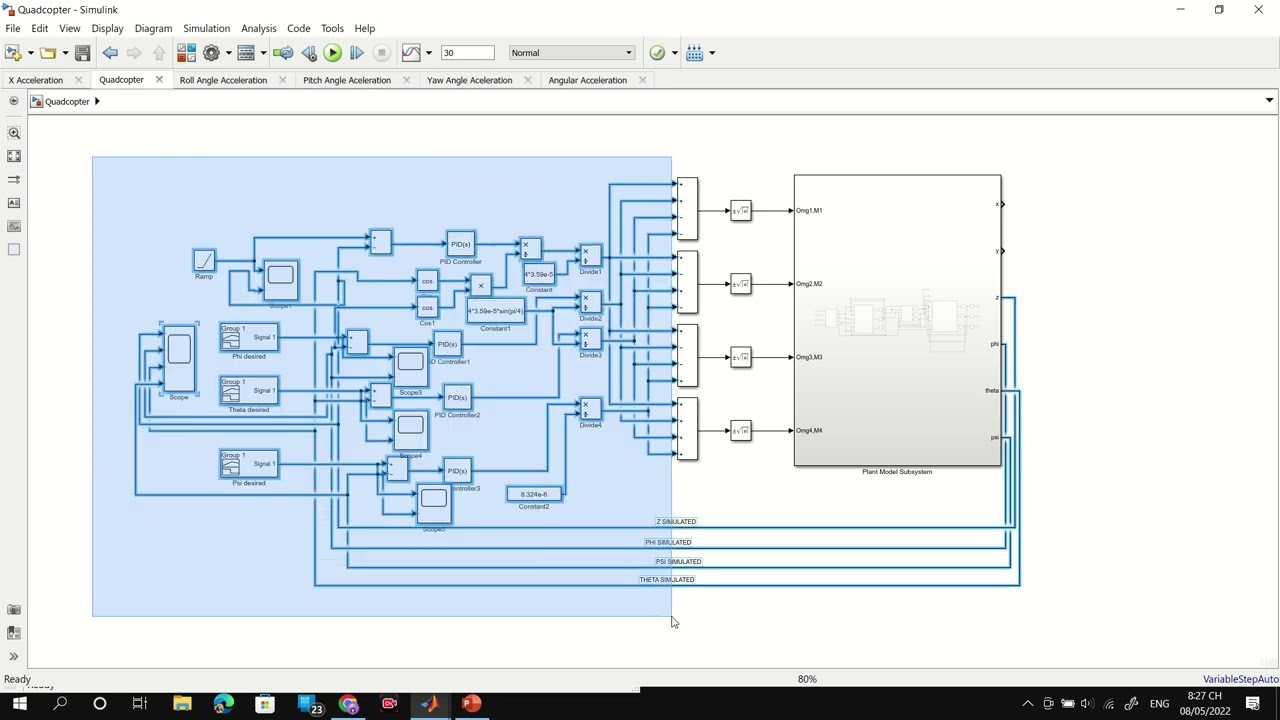 MÔ PHỎNG SIMULINK MATLAB CHO QUADCOPTER