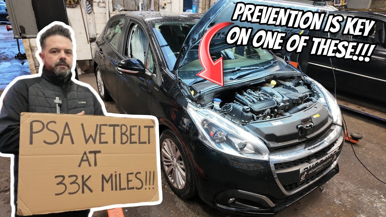 PSA WETBELT REPLACEMENT STRAIGHT AFTER CUSTOMER PURCHASES VEHICLE AT 33K  MILES!!!!! 