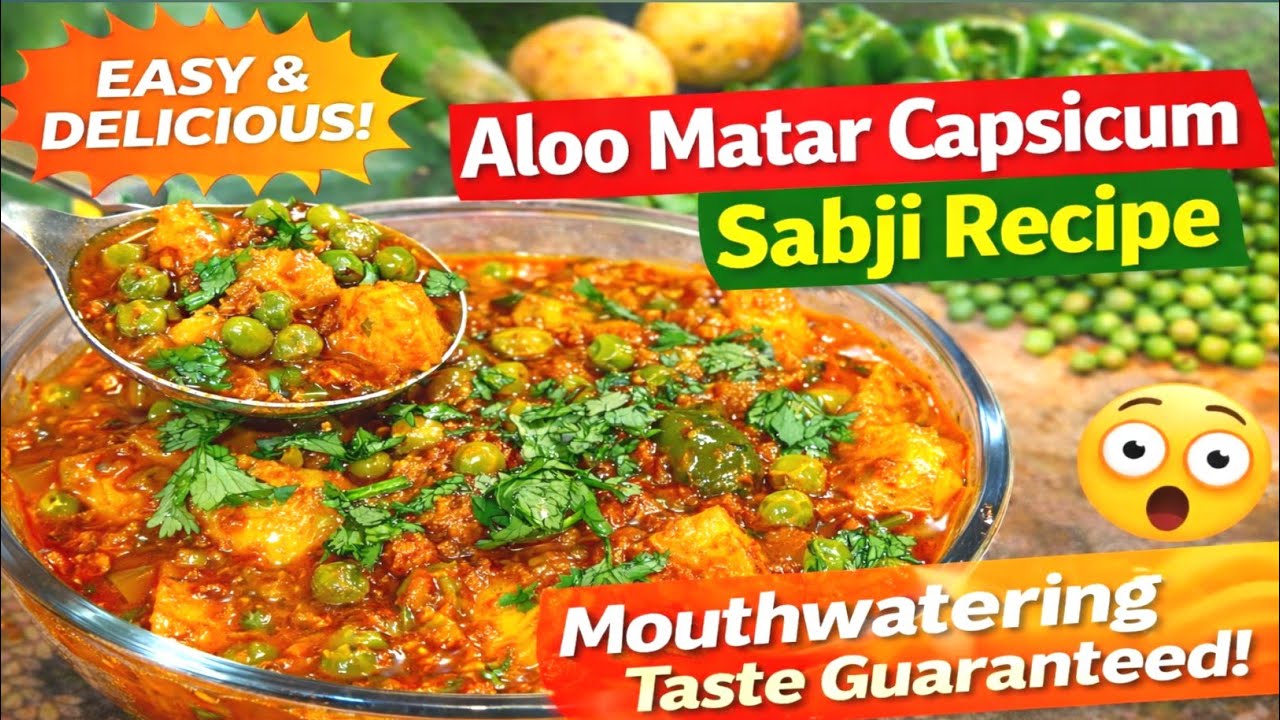 10 Min Aloo Matar Capsicum Sabji | चटपटी आलू शिमला मिर्च मटर की सब्जी | Easy Lunchbox Recipe 