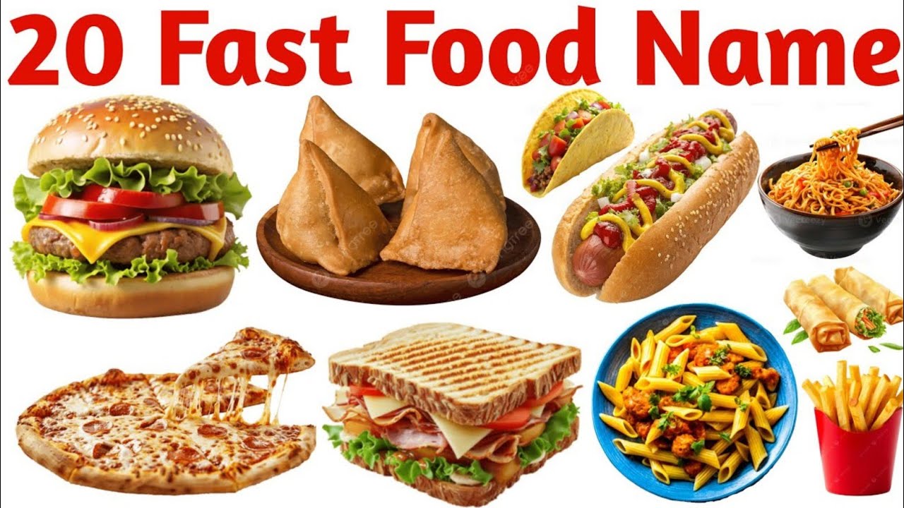 20 बच्चों के लिए स्वादिष्ट फास्ट फूड के नाम | Learn 20 Fast Food Names for Kids | Kids Study