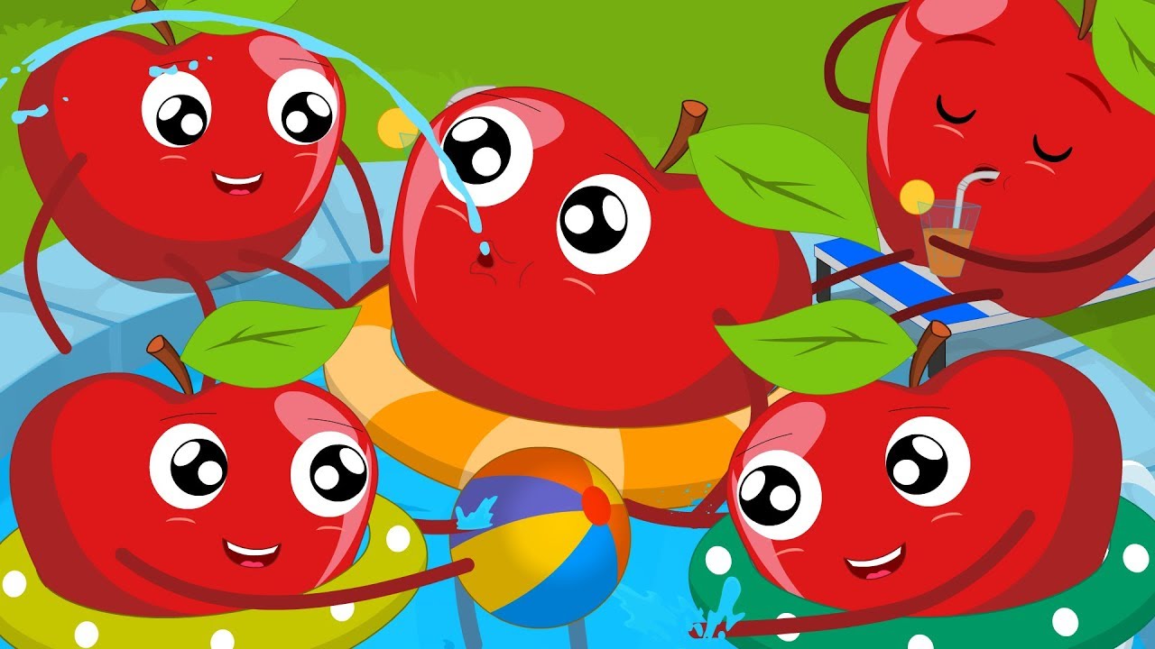 Five Red Apples Jumping On The Bed | Nursery Rhymes Songs For Kids And Children | Baby Rhymes