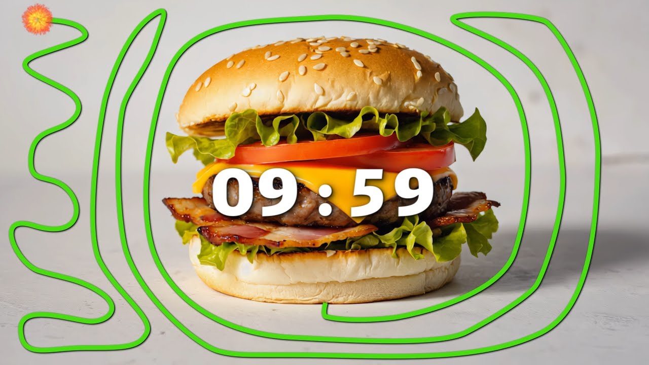 10 Minute Timer Bomb [BURGER] 🍔 Music + Explosion | Fun Countdown Timer