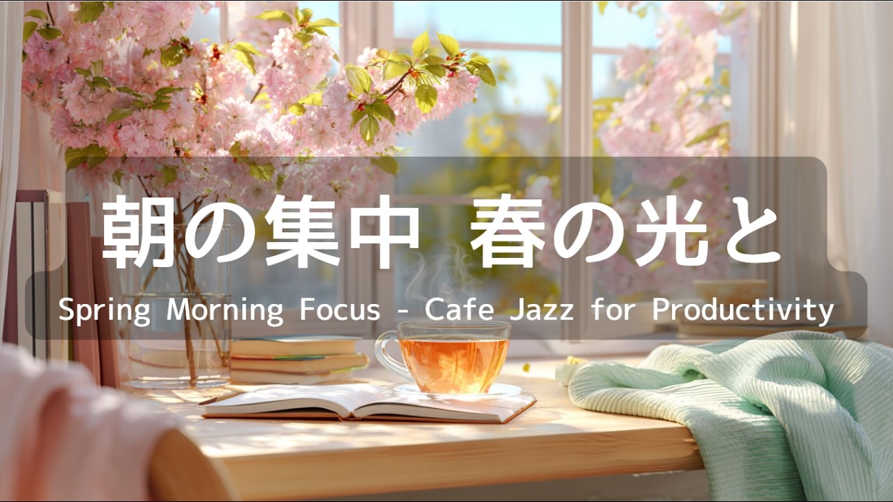 【作業用BGM】朝の集中力を高める春の柔らかな光｜心整うカフェジャズ60分 – 勉強・仕事・癒し