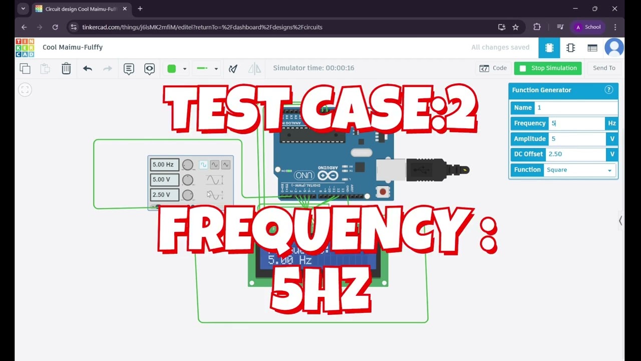 Frequency Counter Simulation - Embedded Systems - Using Arduino - TinkerCad Assignment