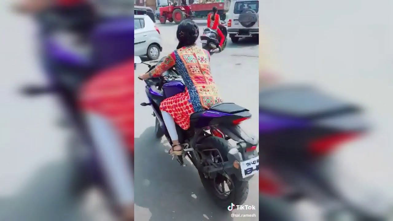 Indian girls riding Yamaha R15 v3 public reactions