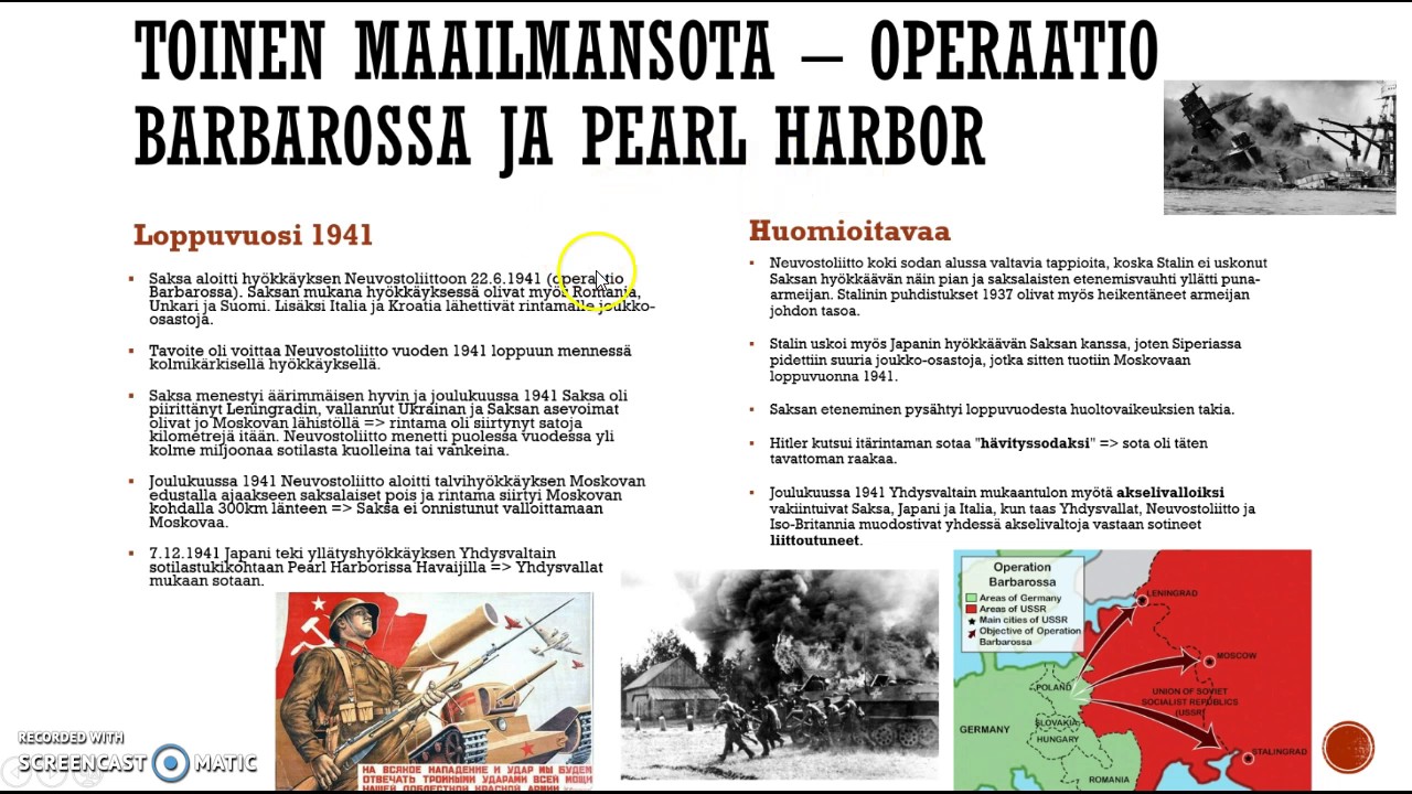 Toinen maailmansota - Operaatio Barbarossa ja Pearl Harbor