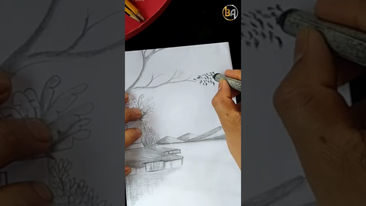 how to draw landscape| drawing tutorial|#landscape #easy #byzeet art