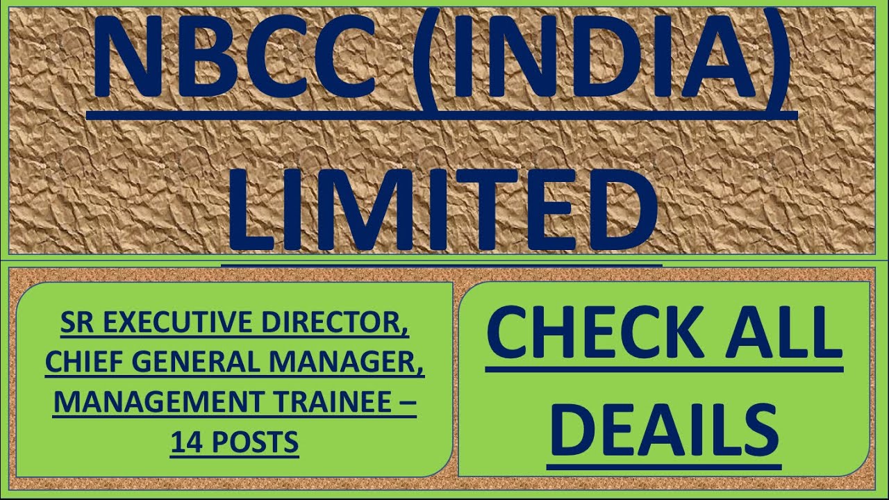 NBCC (India) Limited Recruitment 2020, Apply Online ,Total Post-14