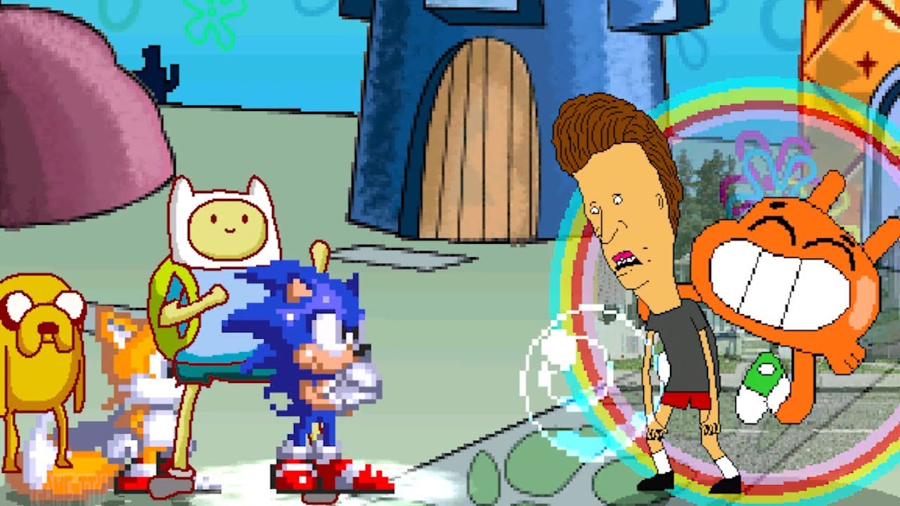TEAM SONIC TFTA  AND  FINN & JAKE FIGHT AND DESTROY MUGENS IN SURVIVAL MODE
