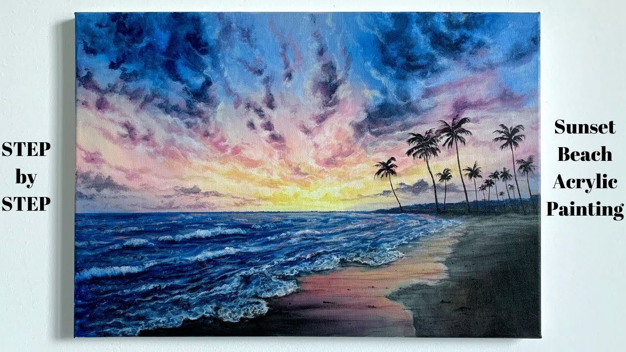 Sunset Beach STEP by STEP Acrylic Painting Tutorial (ColorByFeliks)