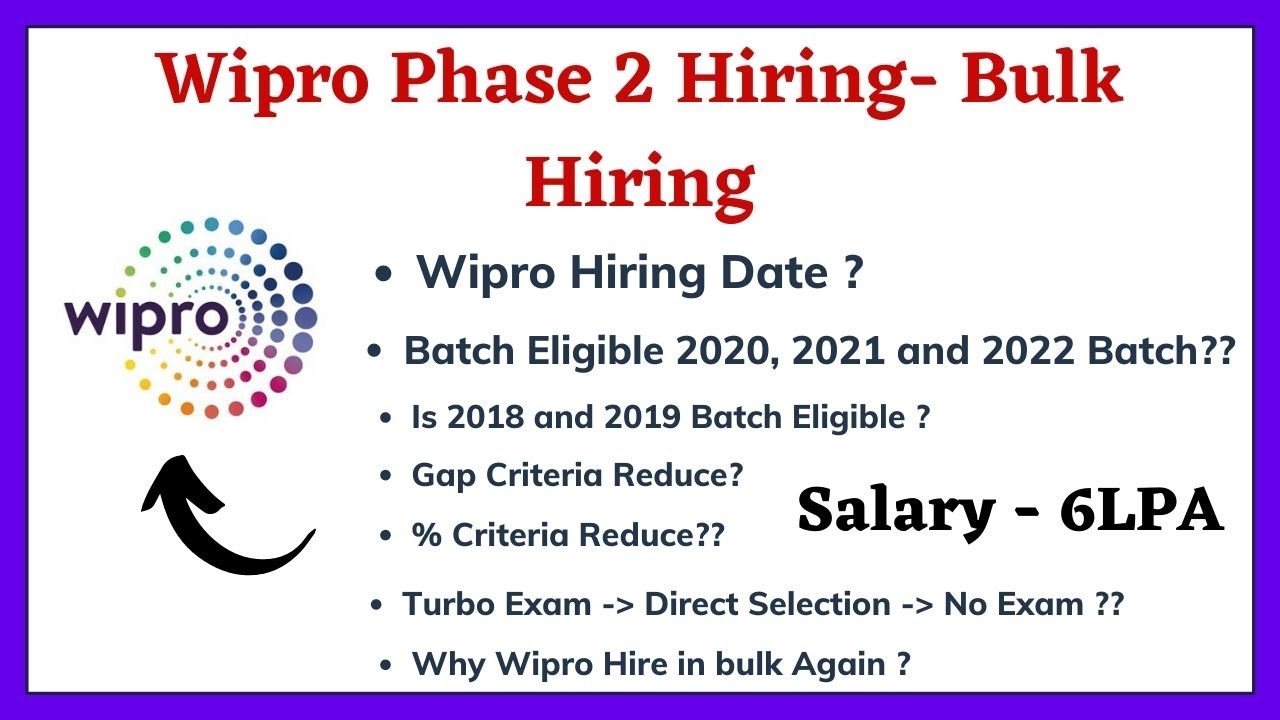 Wipro Phase 2 Hiring Update | Wipro Turbo Hiring 2022 | 2021| 2020 Batch - Wipro Turbo New Process