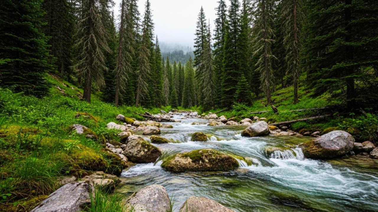 Peaceful River Sounds with Gentle Forest Birds  Calming Nature Ambience
