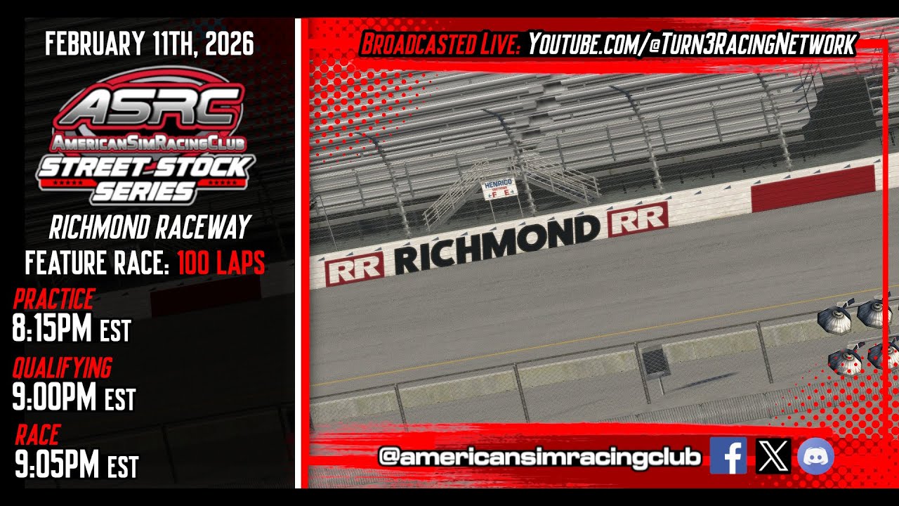 American Sim Racing Club Street Stock Series | Richmond | Spring 2026 | Race #4