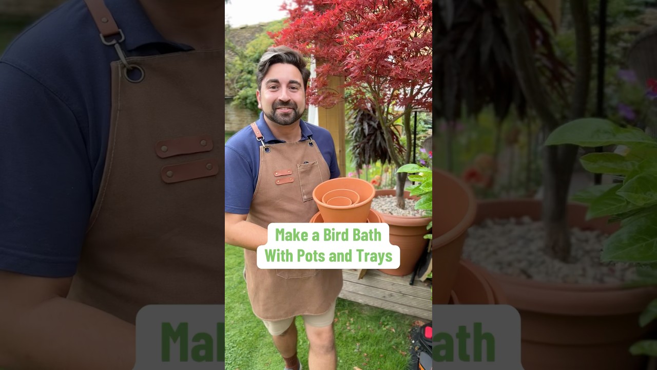 Make a simple Bird Bath in 5 minutes using pots and trays #gardeningtips #diy