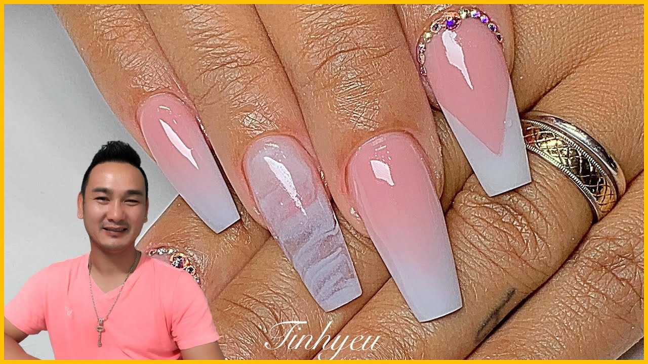 Tinh Yeu Nails || Ombre, Marble and Simple V Shape