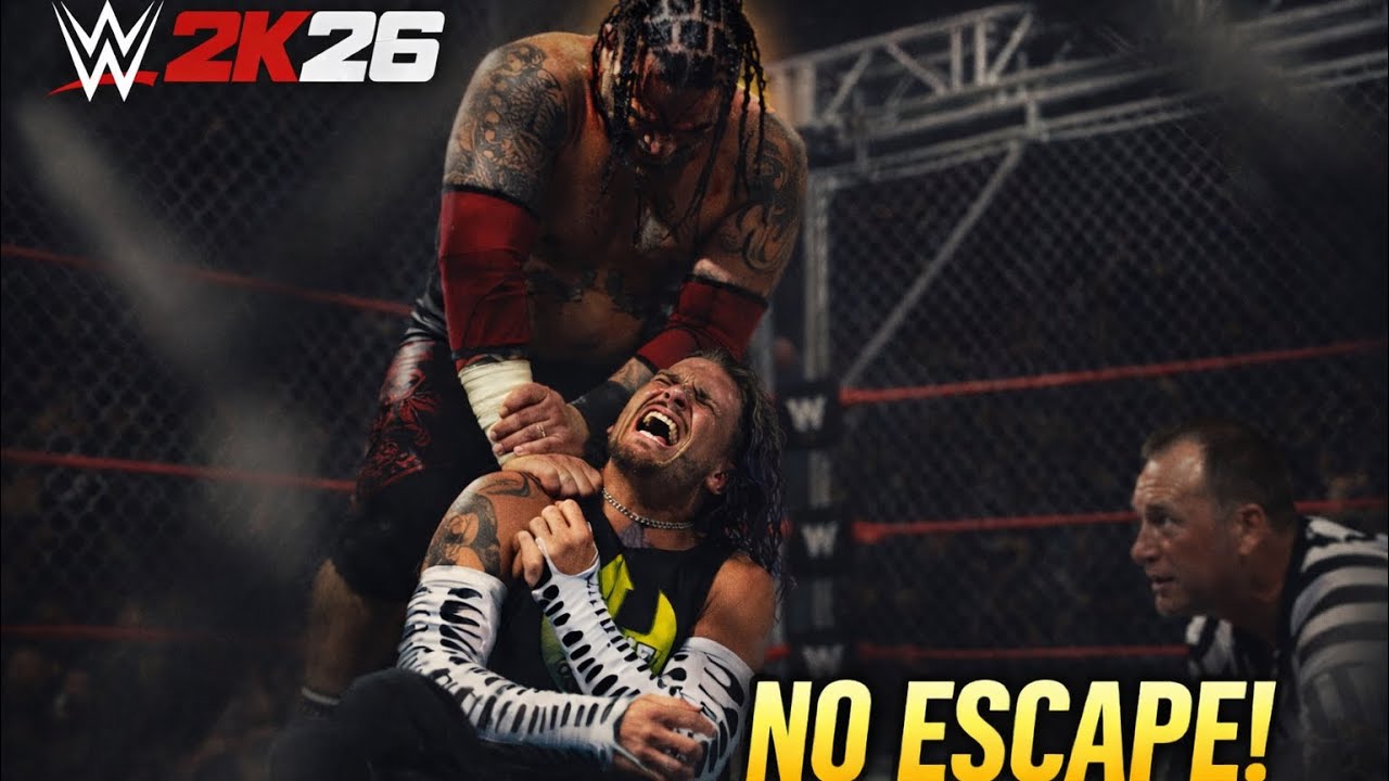 Демонстрация WWE 2K26 — Джефф Харди против Умаги — Жестокое уничтожение в клетке «Ад в клетке»!