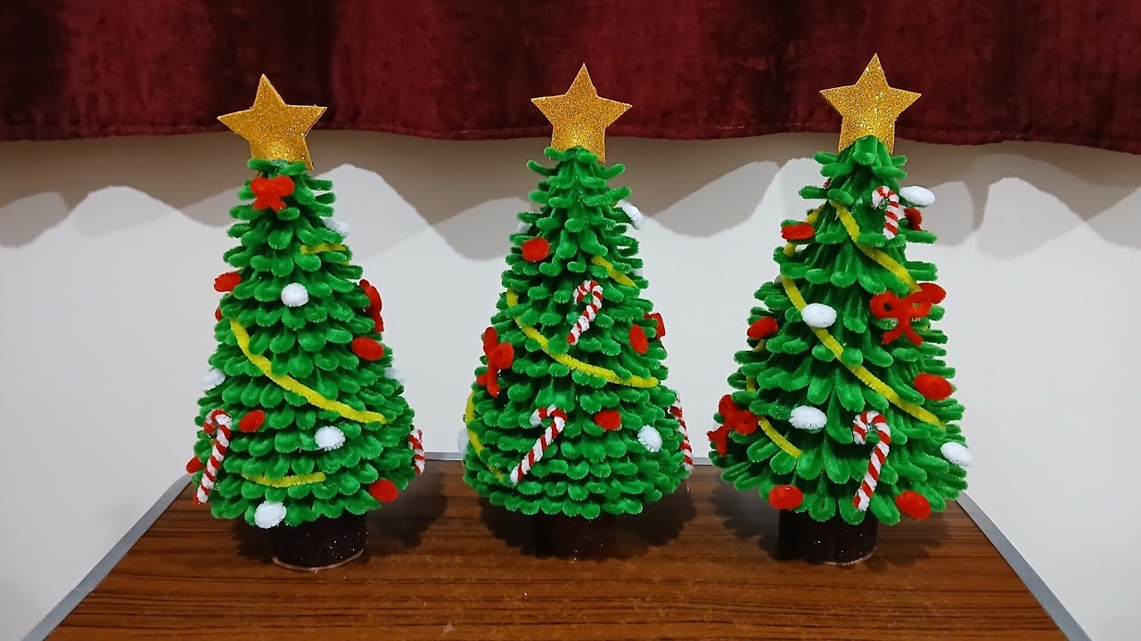 طريقة عمل شجرة كريسماس مجسمة 🎄 🥰 Pipe cleaner