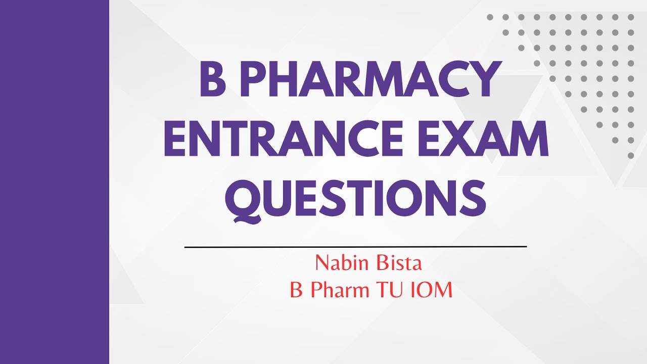 B Pharmacy Entrance Exam Questions Specific Subjects
