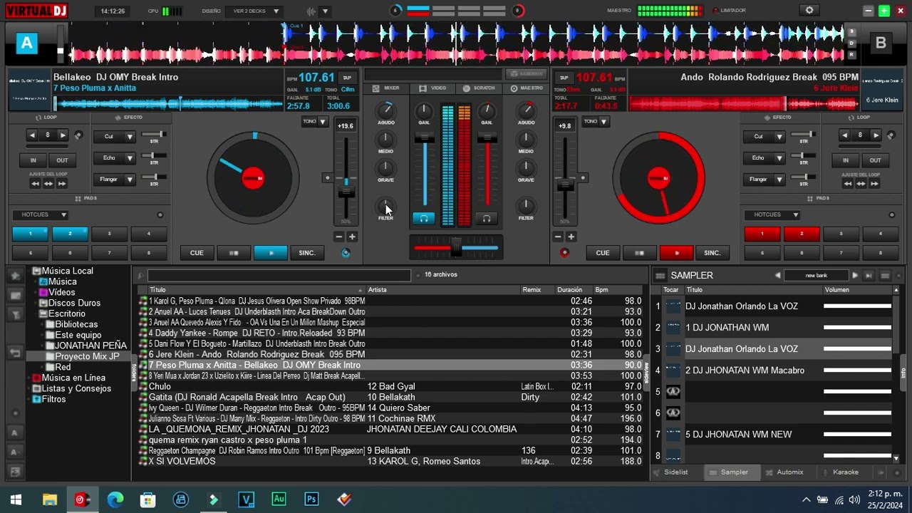 MIX REGGAETON VIRTUAL DJ 2024 - BY JONATHAN PE&Ntilde;A