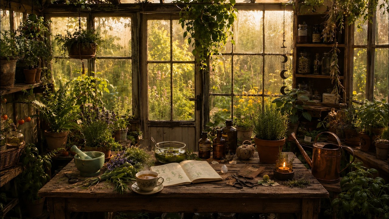 High Summer Greenhouse 🌿 Green Witch Ambience at Moonwillow Cottage | 4 Hours