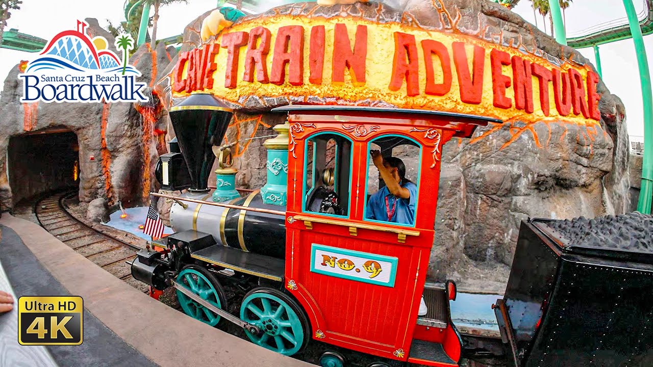 Cave Train Adventure On Ride Low light 4K POV Santa Cruz Beach Boardwalk 2022 08 12