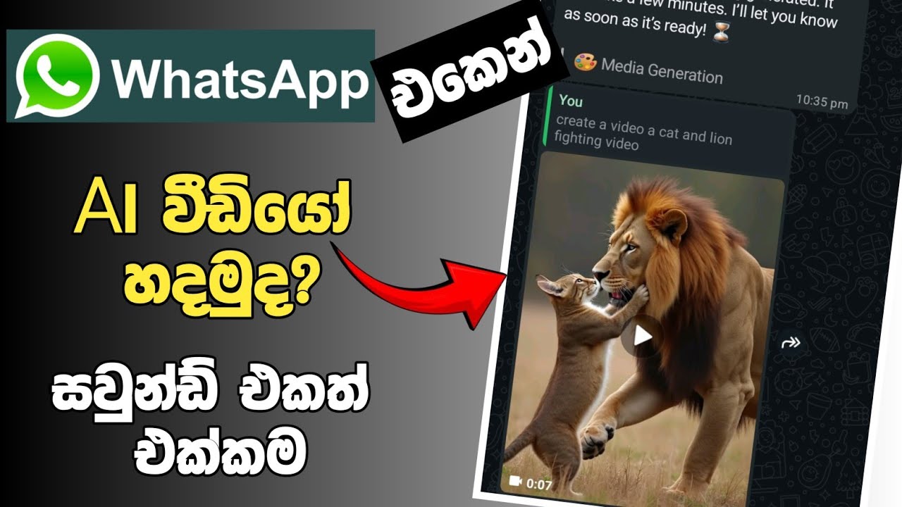 Ai video දැන් වට්සැප් එකෙන් | whatsapp ai video generator sinhala | whatsapp ai video hadamu