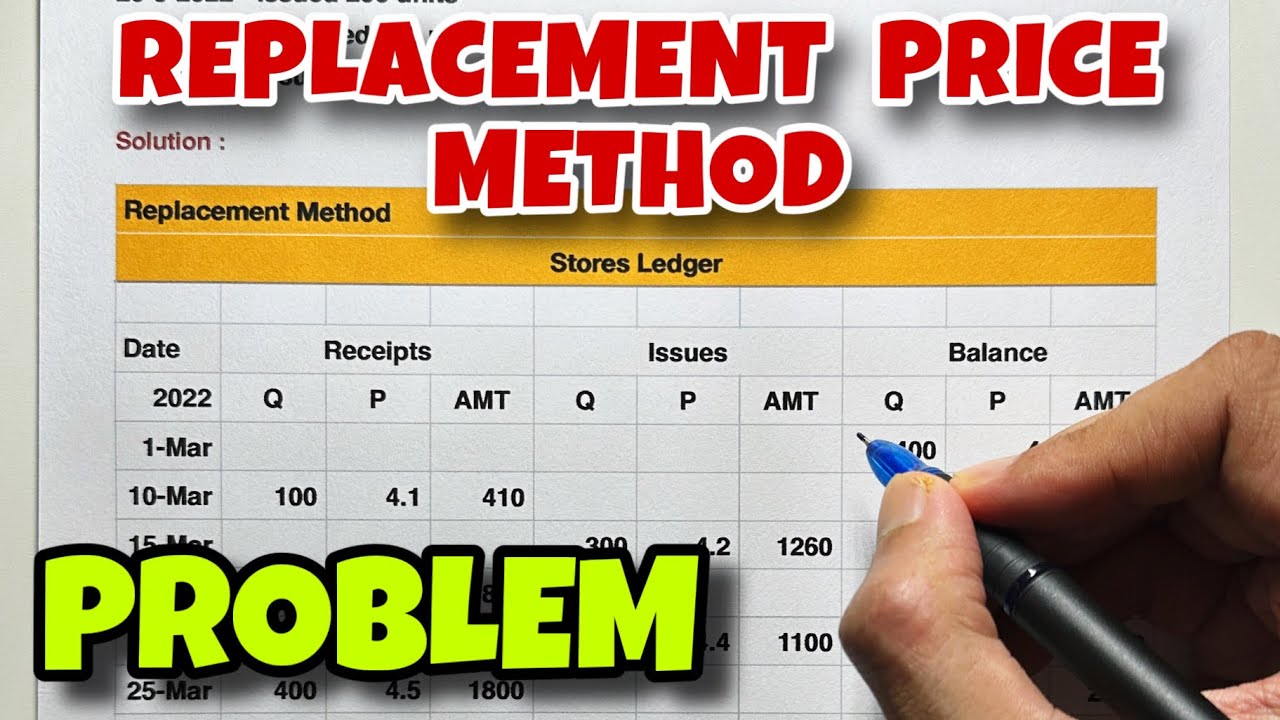 Replacement Price Method - Store Ledger Account- Problem - BCOM / BBA - By Saheb Academy
