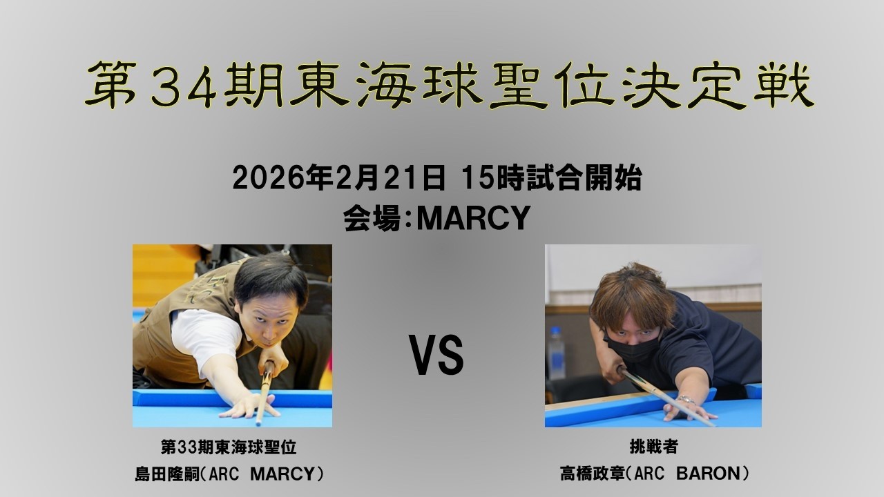 第34期東海球聖位決定戦  第2セット　島田隆嗣(ARC MARCY) vs 高橋政章(ARC BARON)