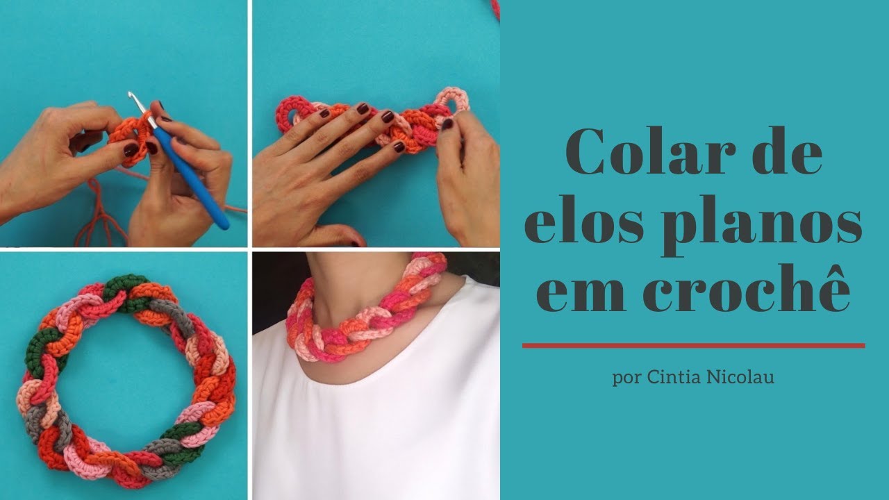 Colar de elos planos em crochê - por Cintia Nicolau