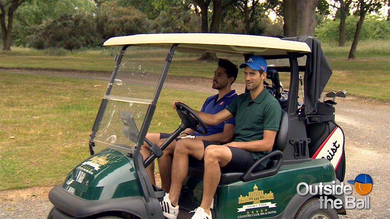 Novak Djokovic, Coach Boris Becker and Mark Stillitano Tee Up for a Game of Golf