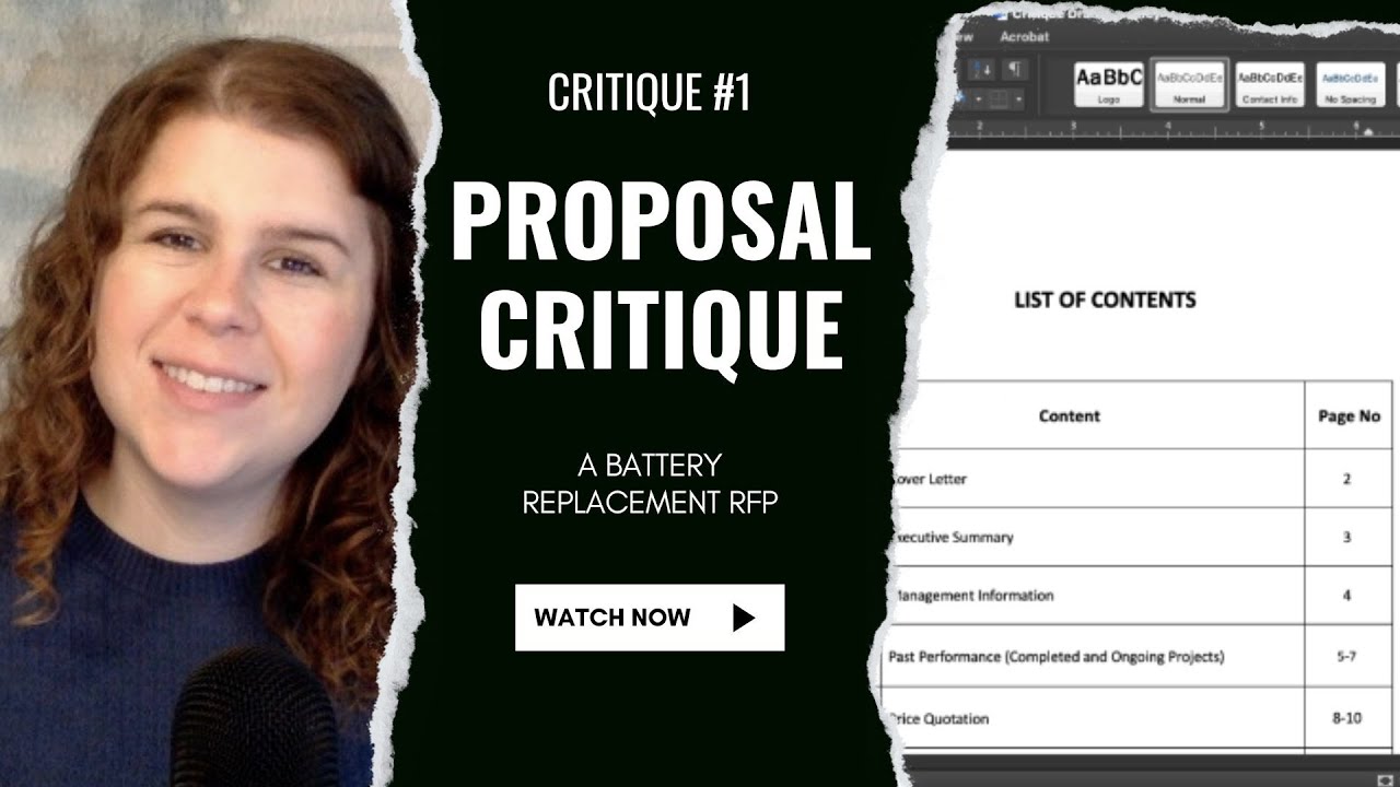 Proposal Critique #1 - Battery Replacement RFP