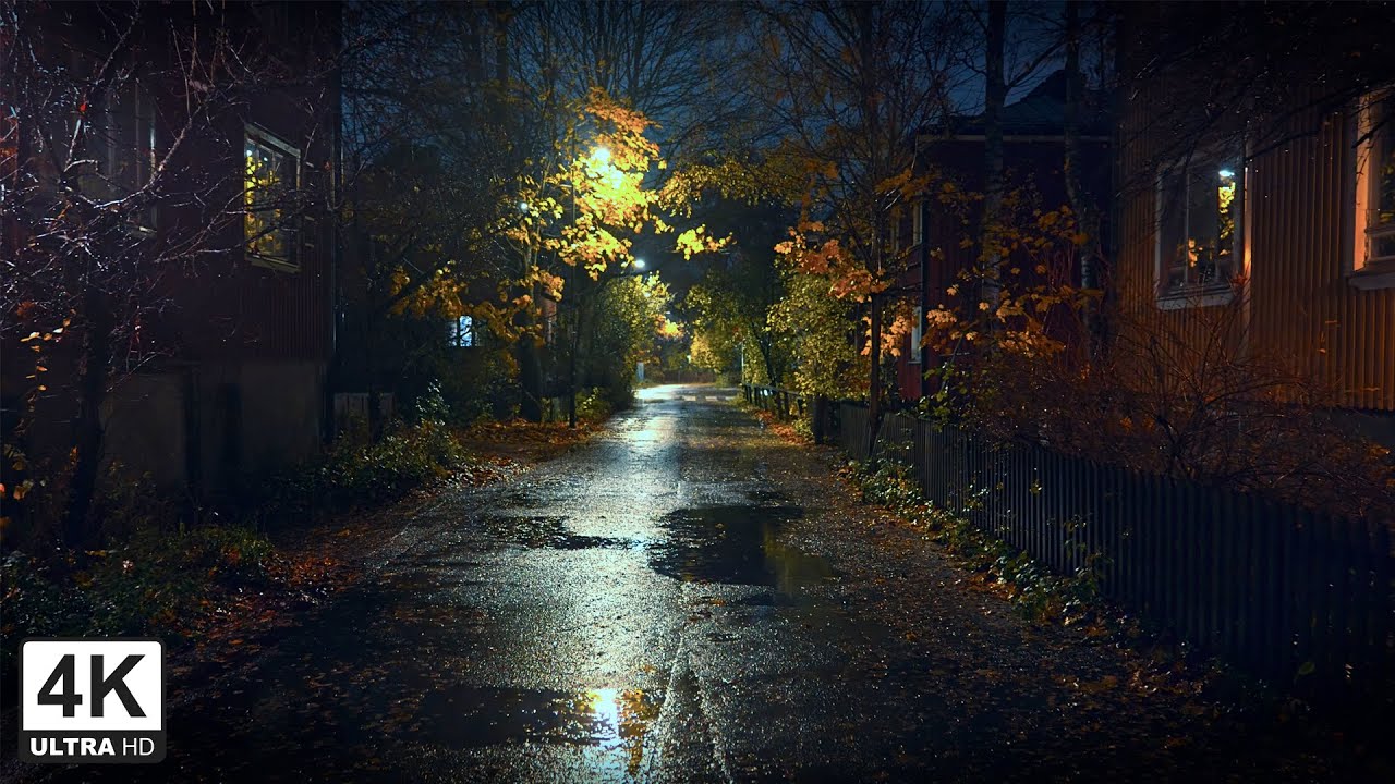 Rainy Autumn Night Walk 🌧️ – Stormy Night in Kumpula & Toukola, Helsinki