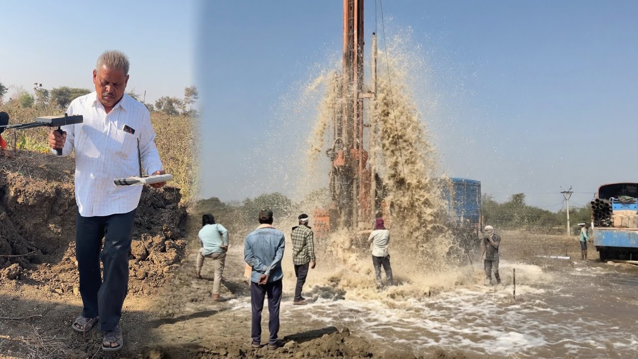 Borewell Drilling - 7 Hp Motor 195 Feet Deep boring With Coconut water checking Method | Borewells