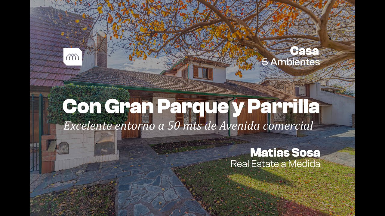 Venta Casa de 5 Amb. con Parque y Parrilla. ubicada en Parque Luro. A solo 30 mts de Av. Tejedor.