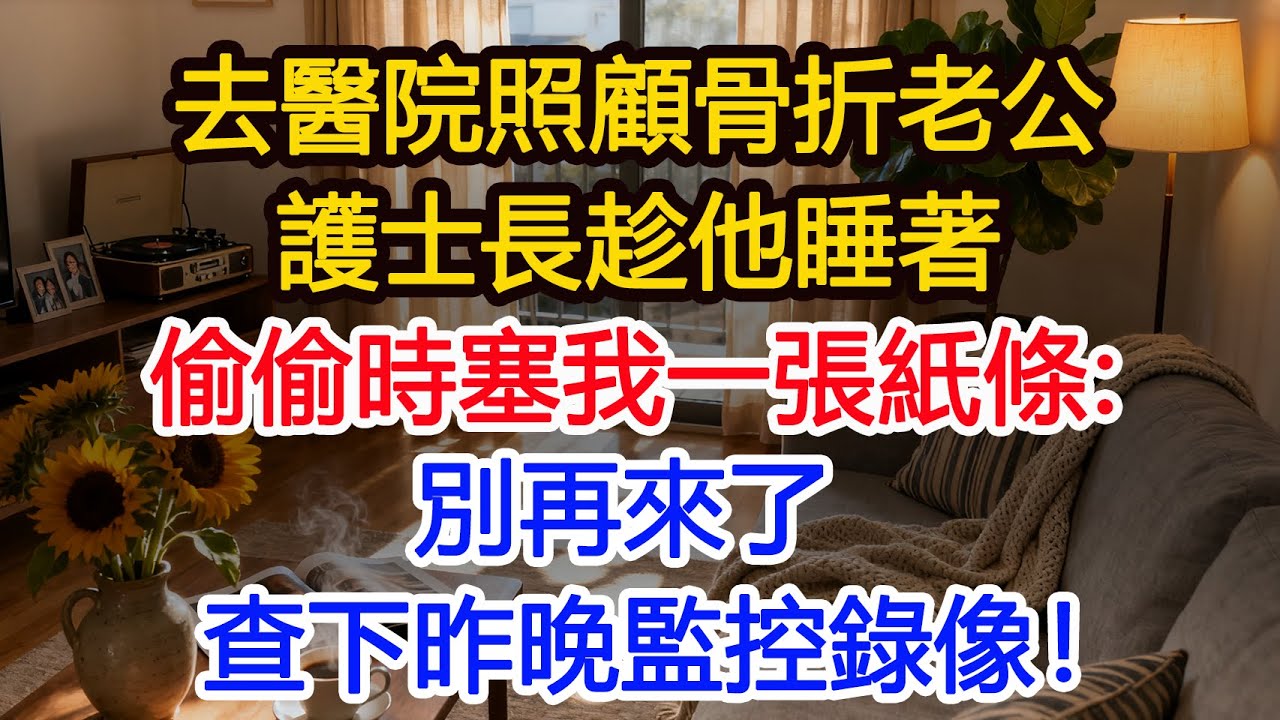 去醫院照顧骨折老公，護士長趁他睡著偷偷時塞我一張紙條：別來了，查下昨晚監控錄像！#為人處世 #正能量 #故事分享 #生活經驗 #情感