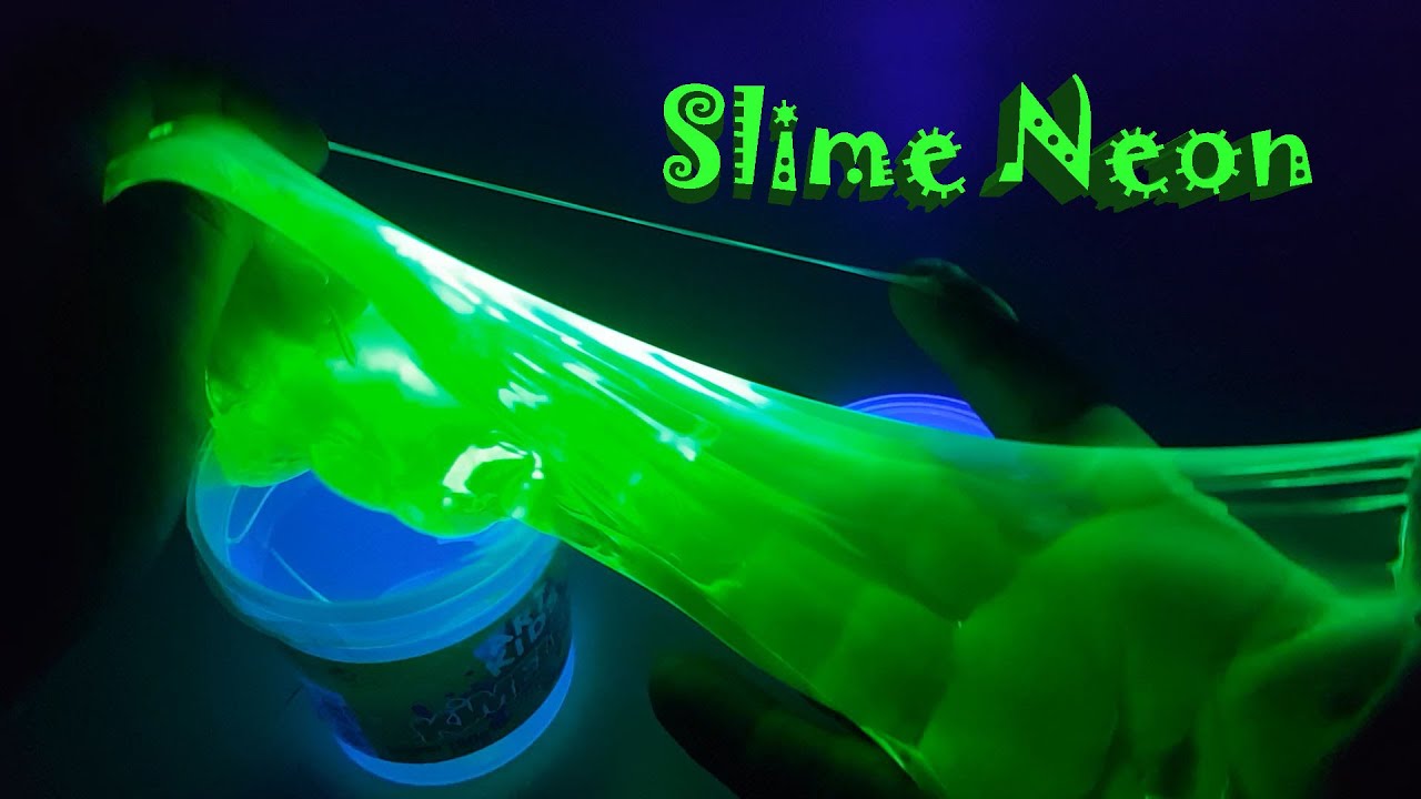 SLIME NEON COLORIDO QUE BRILHA MUITO NO ESCURO ( Fluoresc&ecirc;ncia em luz negra )