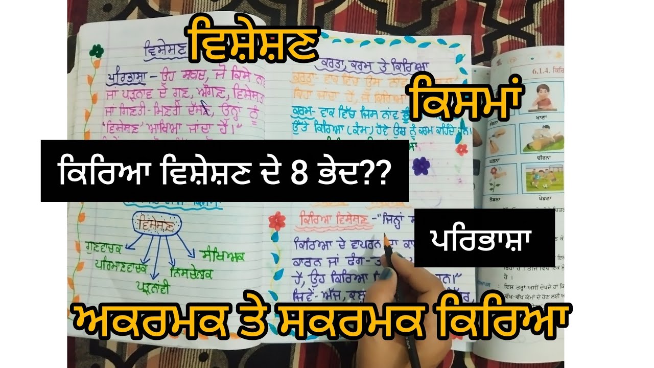 ਵਿਸ਼ੇਸ਼ਣ ਦੀ ਪਰਿਭਾਸ਼ਾ, ਕਿਸਮਾਂ, ਕਿਰਿਆ ਦੀ ਪਰਿਭਾਸ਼ਾ ਤੇ ਕਿਸਮਾਂ #adjective #verb #subscribemychannel 