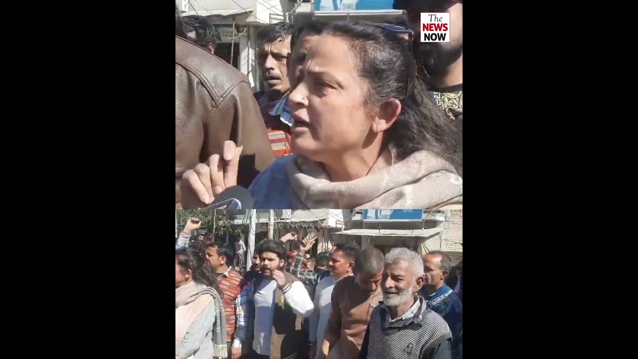 “Former Councillor Preeti Khajuria protests Udhampur MC’s action of crushing carts of poor vendors.”