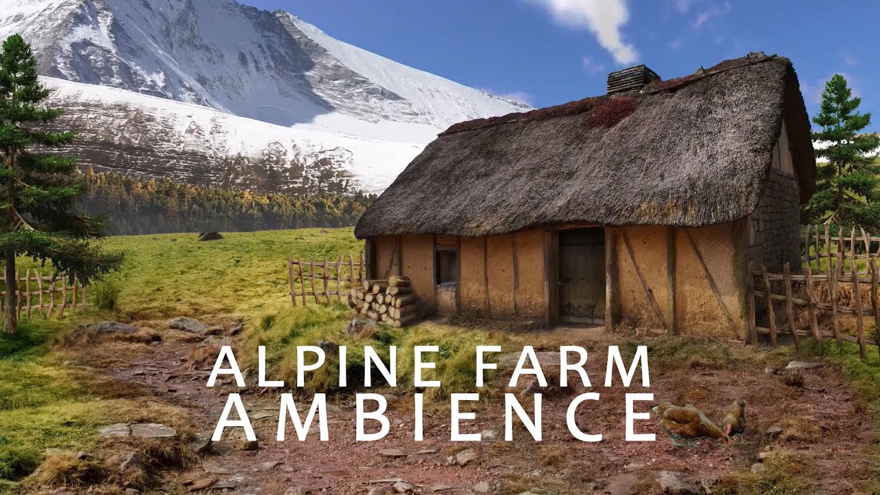 Alpine Farm Ambience - Fantasy/Medieval Ambience ASMR - Farm, Birdsong, Cowbells and Wind Sounds
