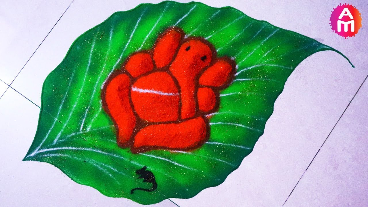 OMG 3D Rangoli | Leaf Ganesha/ Ganpati Festival Rangoli idea | Diwali Special | Artsy Madhu 34