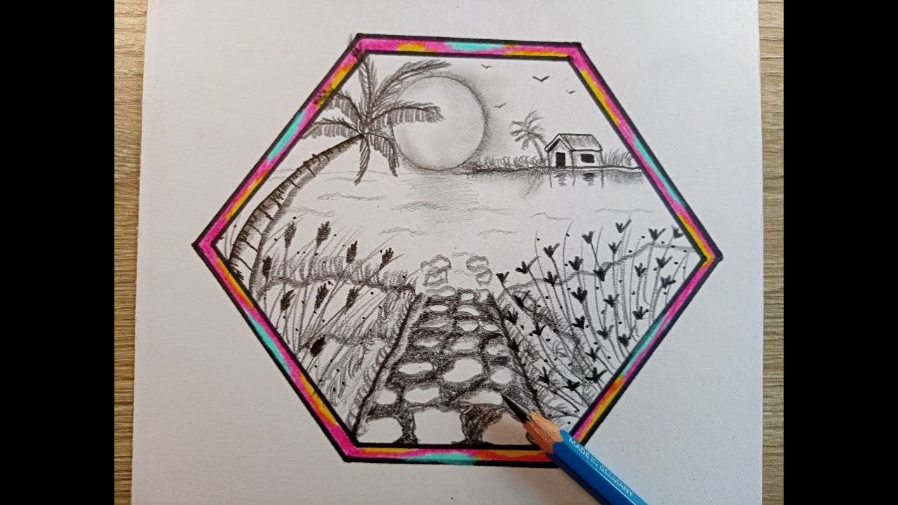 I draw the road that ends at a beautiful lake 🛣️🌅🏞️💧