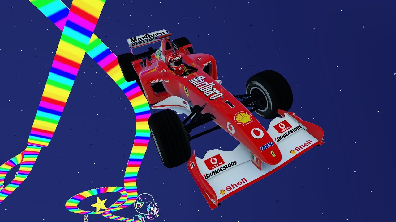 Lap around Rainbow road in the Ferrari F2002 (Assetto Corsa)