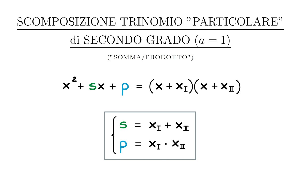 Scomposizione Trinomio Di Secondo Grado (3°parte): Somma/Prodotto con a = 1