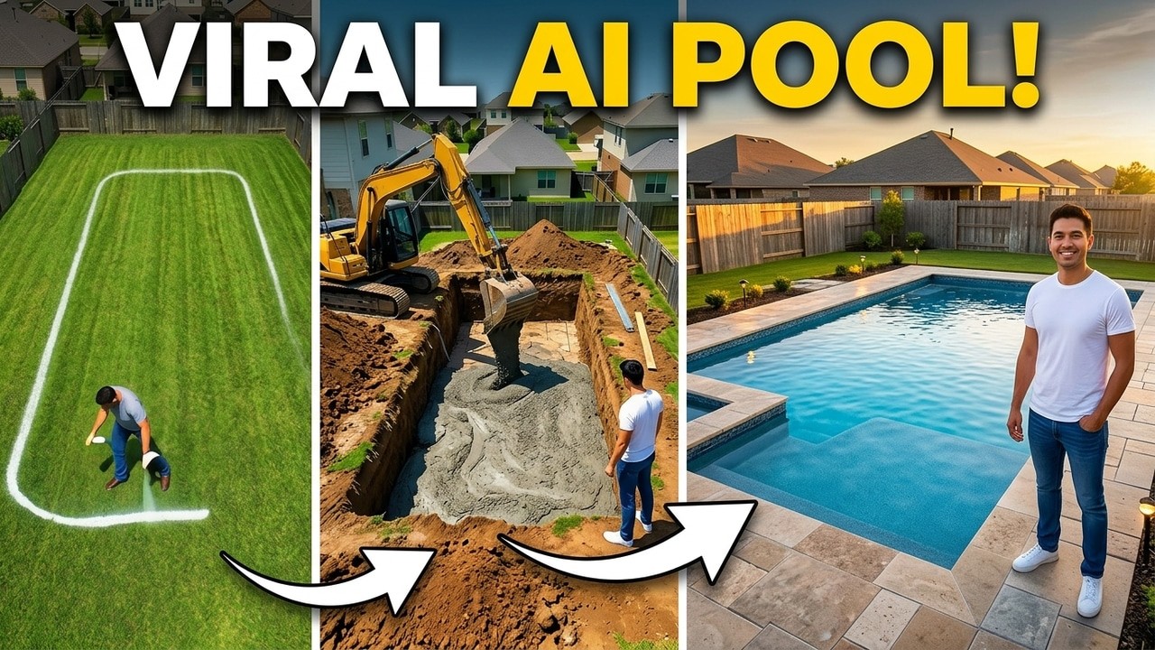 I Made a Viral Backyard Pool Time-Lapse with AI (Free & Easy Method)