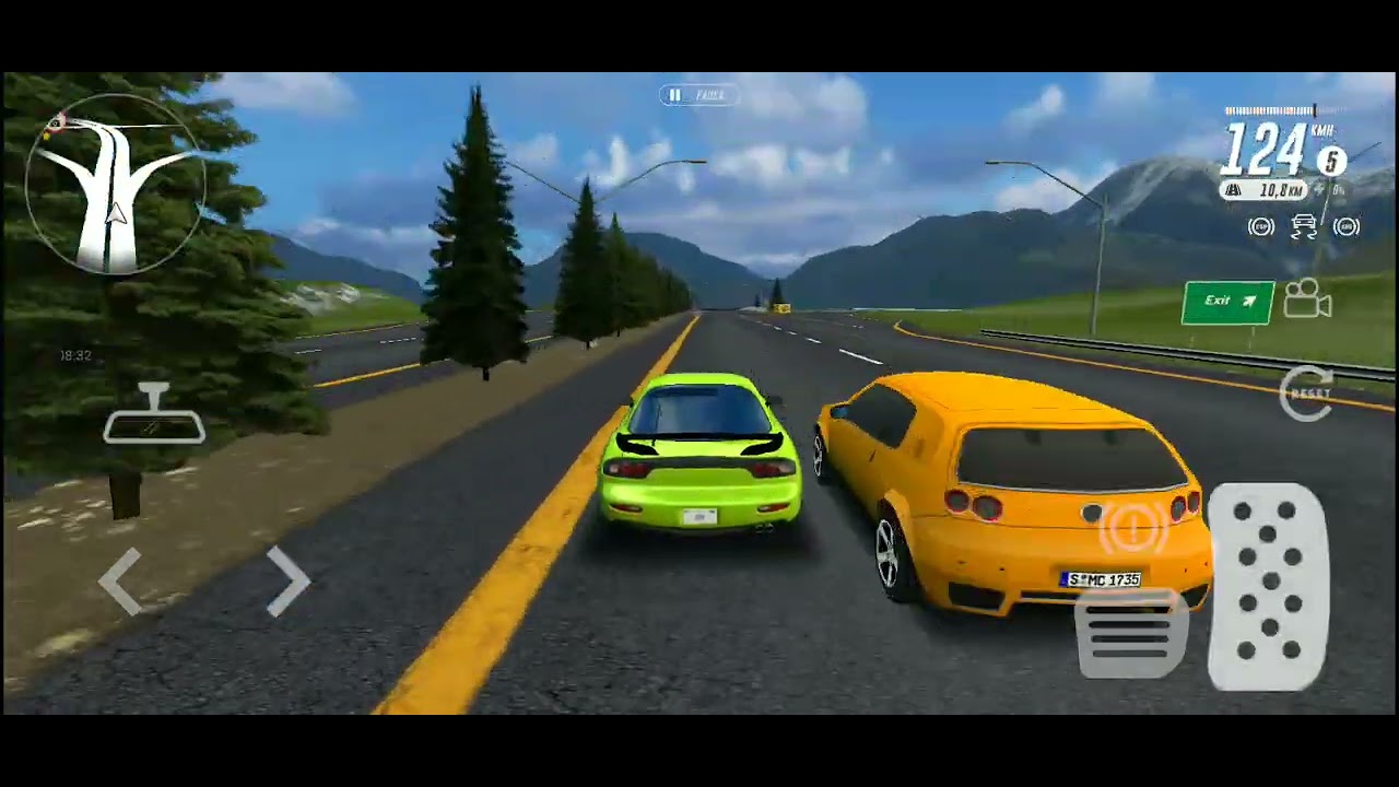 Jogando um jogo de carro com música no fundo