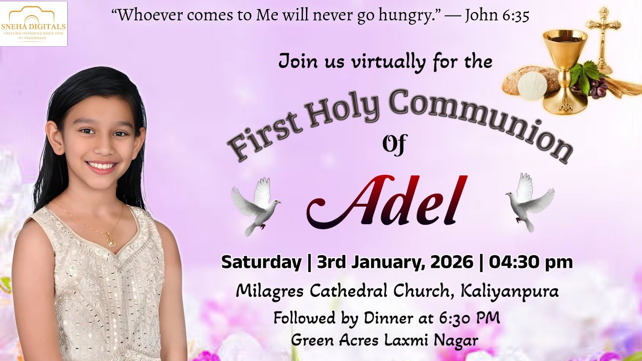Adel’s First Holy Communion | Milagres Cathedral Church, Kalayanpura | 3 Jan 2026