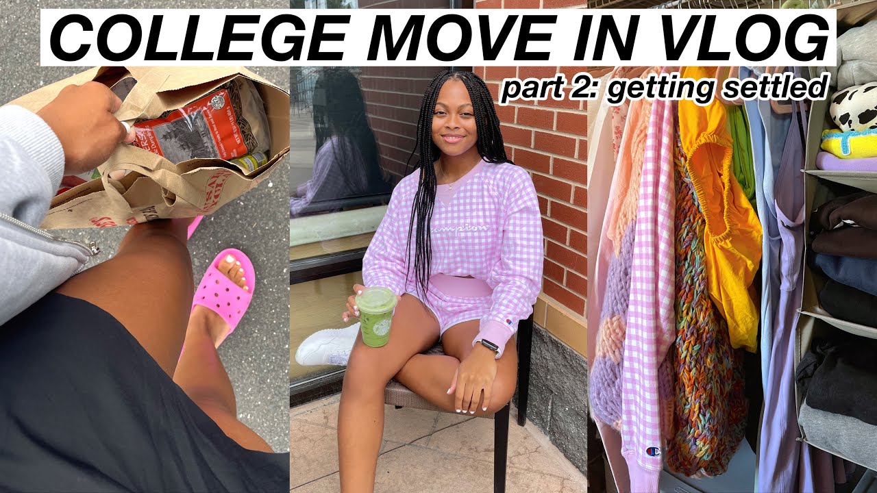 COLLEGE MOVE IN VLOG PT. 2 | getting settled, closet organization, grocery + apartment haul